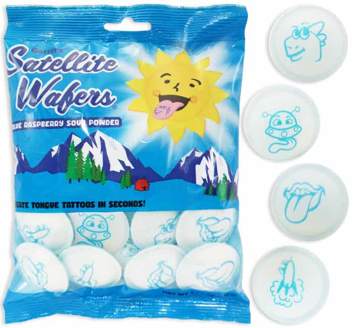 Satellite Wafers blue raspberry Sour peg bag