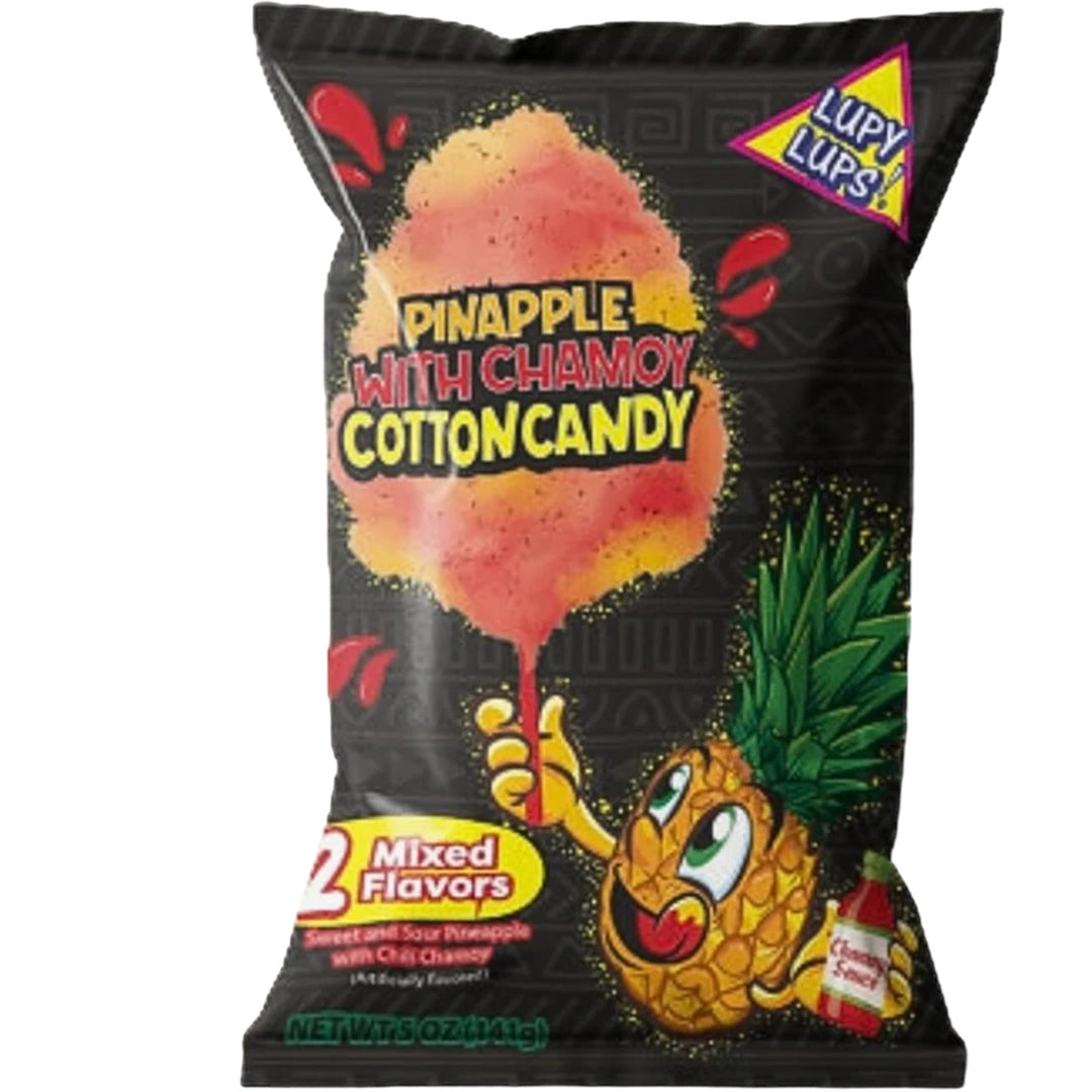 Lupy Lups Pineapple Cotton Candy with Chamoy
