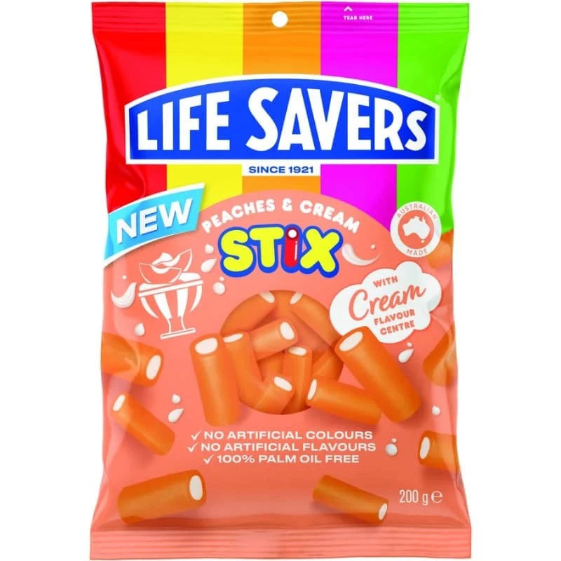 Lifesavers Peaches & Cream Stix 200g