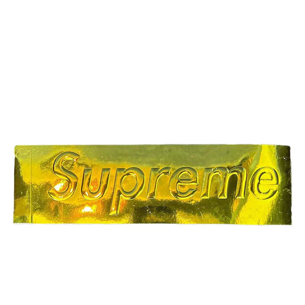 SUPREME EMBOSSED METALLIC GOLD BOX LOGO STICKER FW22