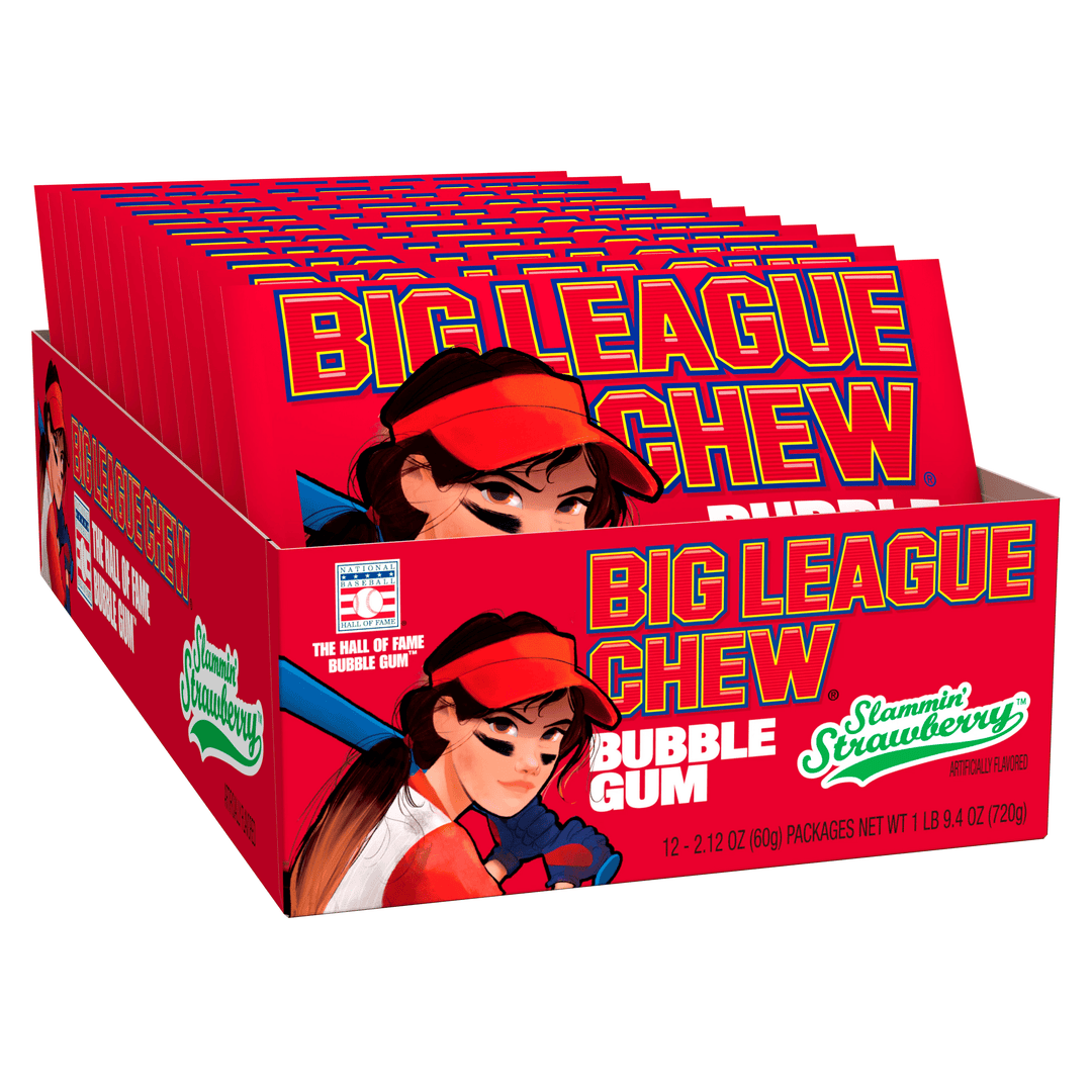 BIG LEAGUE CHEW SLAMMIN’ STRAWBERRY BUBBLEGUM 2.12 OZ POUCH