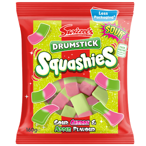 SWIZZELS DRUMSTICK SQUASHIES SOUR CHERRY & APPLE 160g