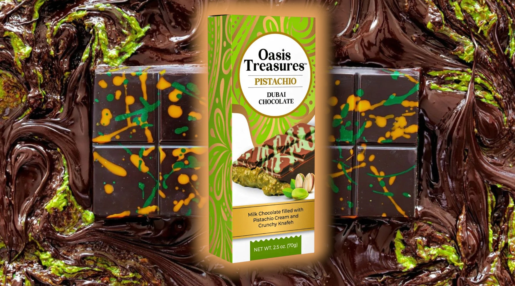 Dubai Chocolate Pistachio by Oasis Treasures: A Luxurious Treat from the Middle East