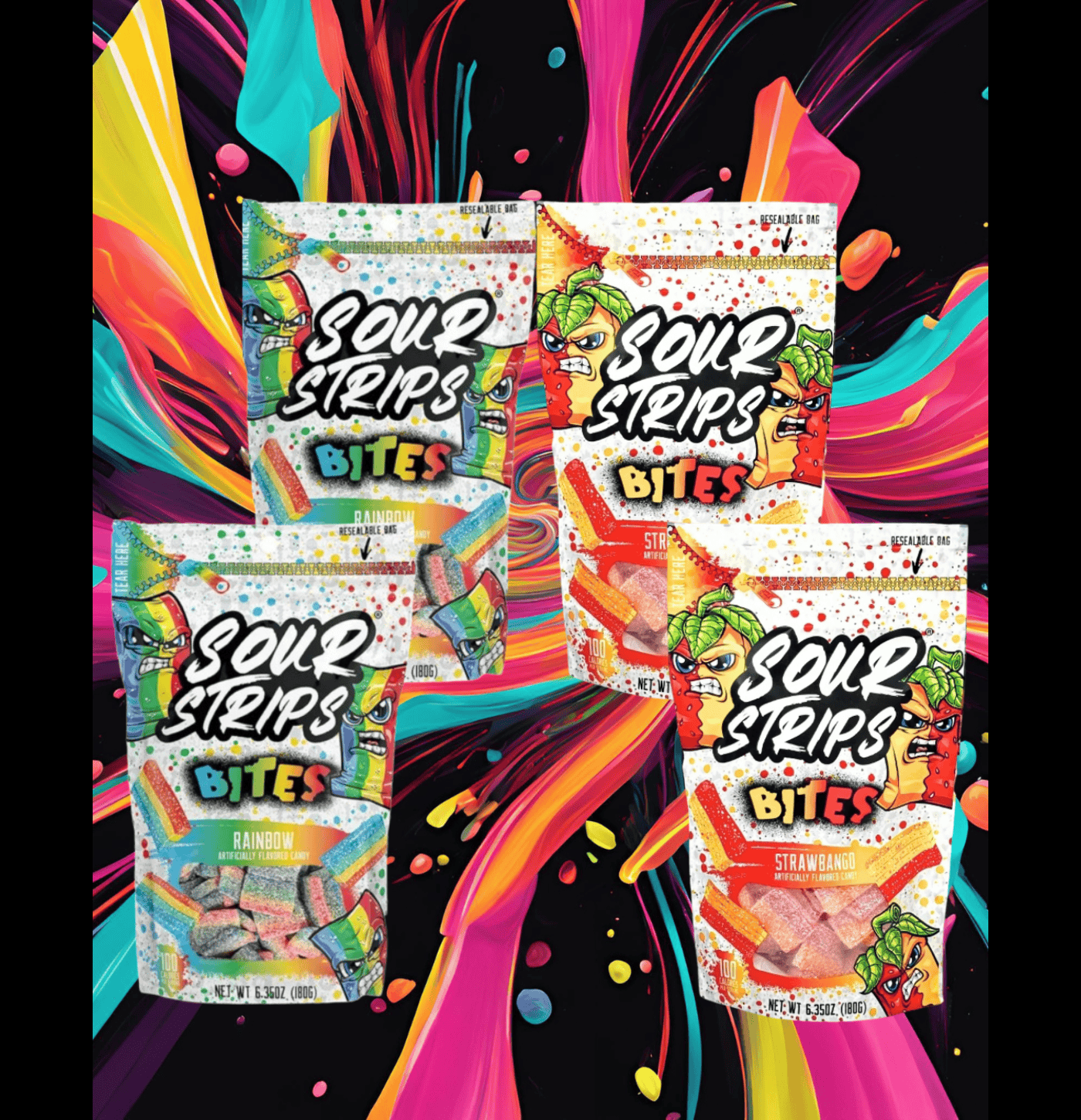 Sour Strips Bites – The Ultimate Chewy & Tangy Candy You Can’t Resist!🍬🔥