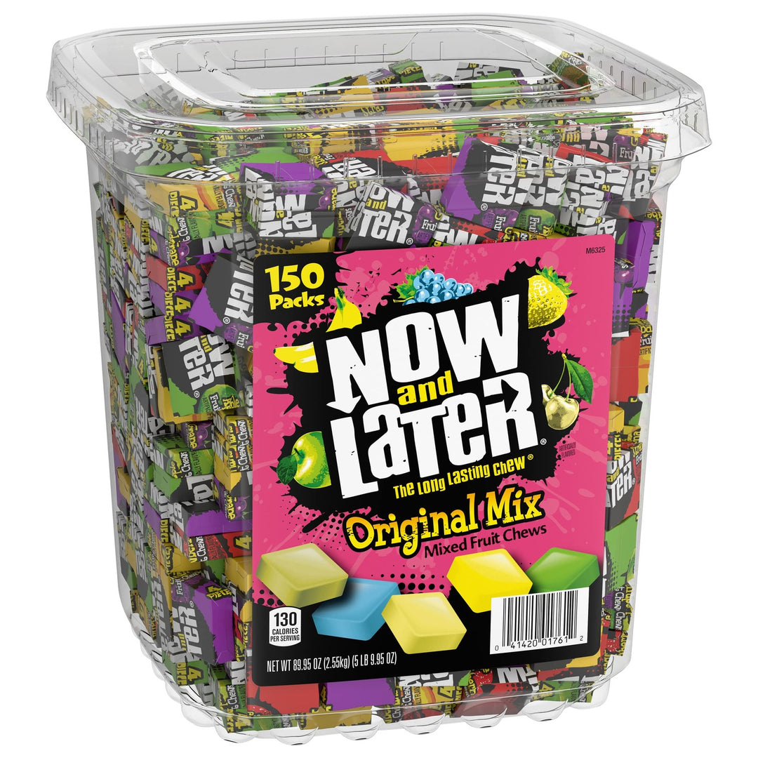 Now and Later Classic Fruit Chews Mini Bars: 100-Piece Tub