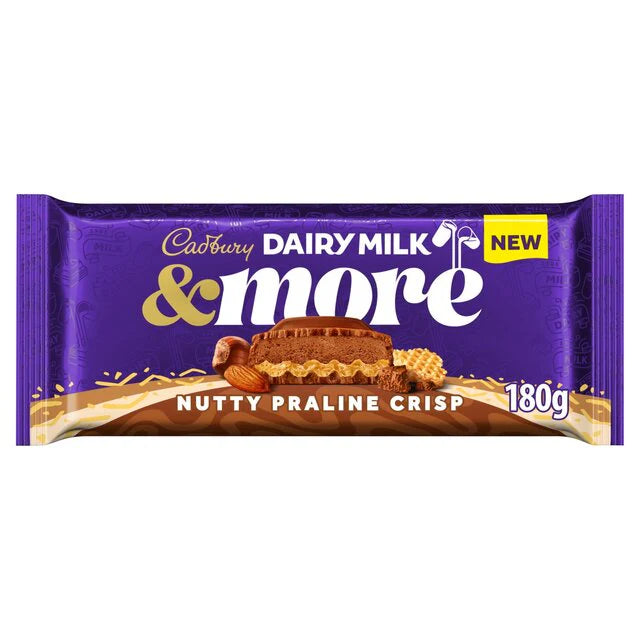 Cadbury dairy milk and more nutty praline crisp ￼
