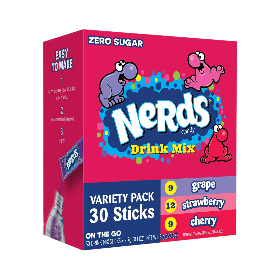 Nerds Variety Pack Zero Sugar On The Go Drink Sticks Grape Strawberry Cherry