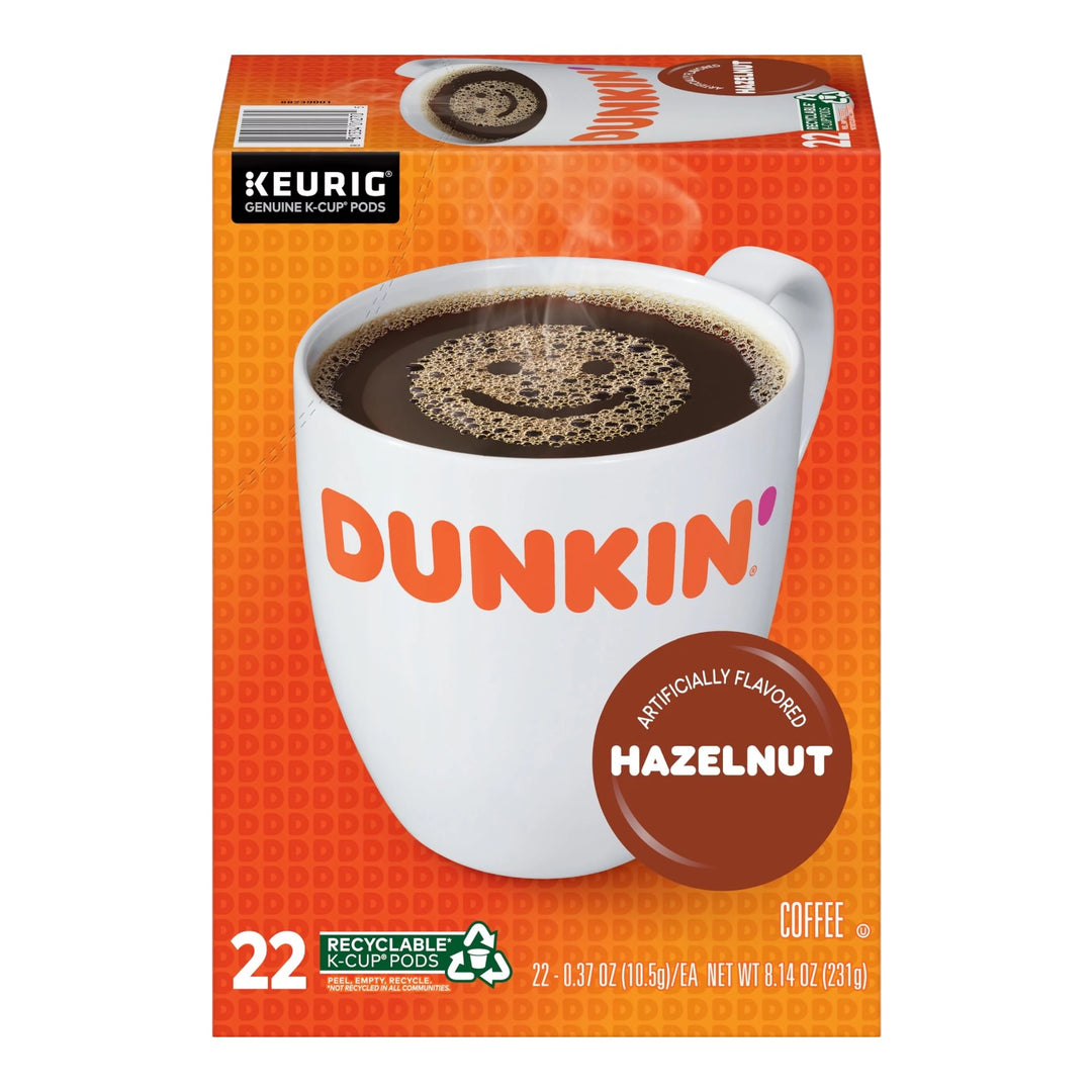 Dunkin' Hazelnut Flavoured Coffee K-Cup Pods, 22 Count