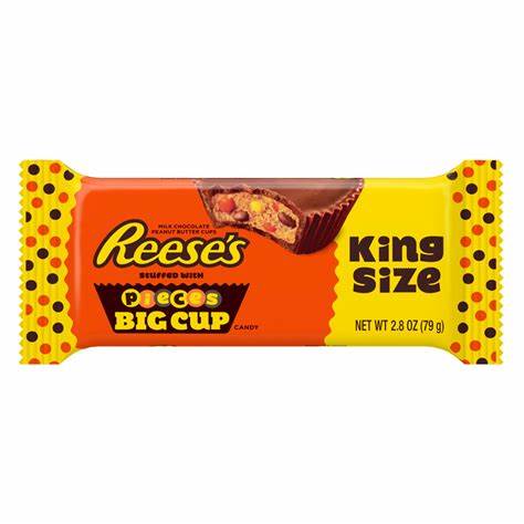 Reese’s peanut butter cup with Reese’s pieces king size bar