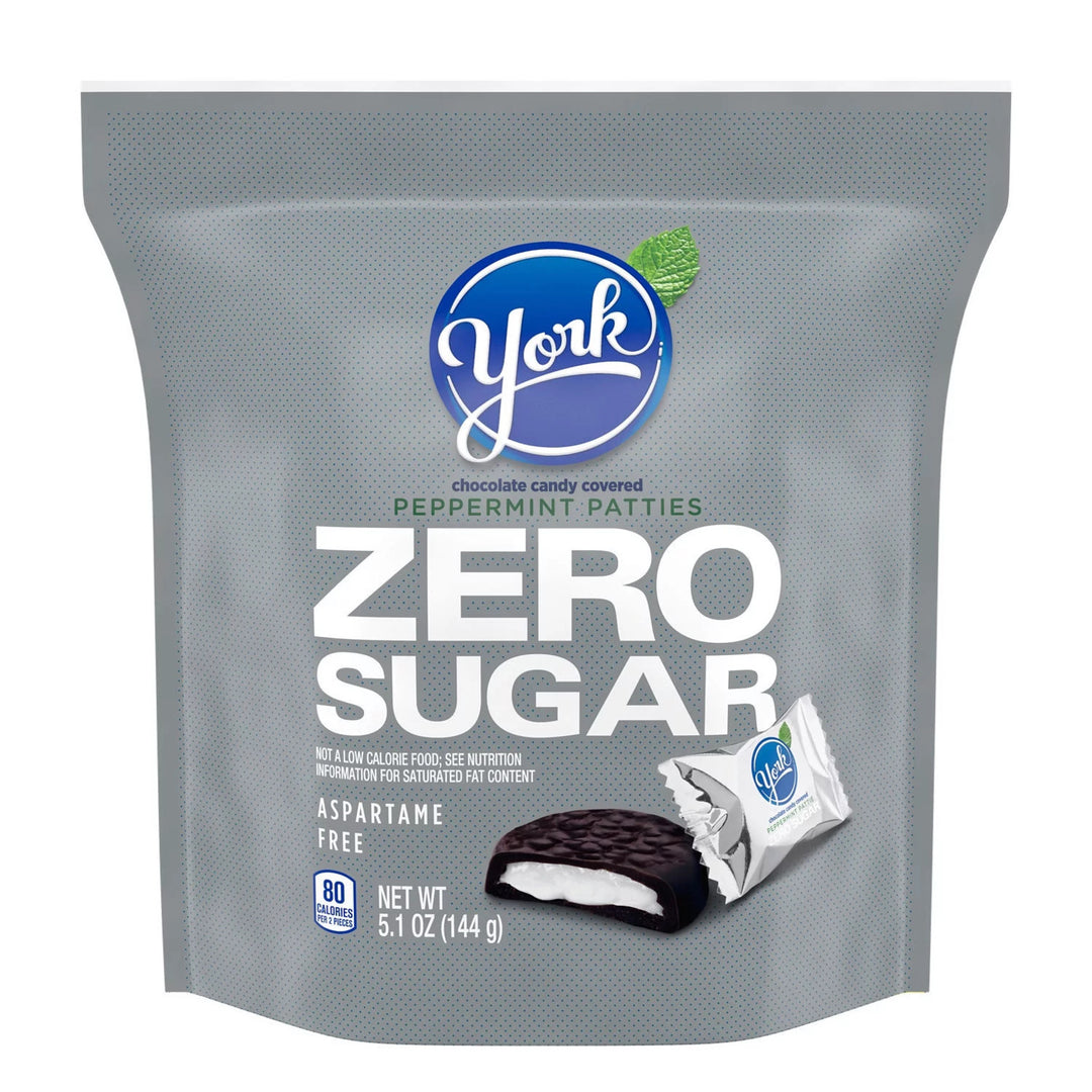 York Zero Sugar Chocolate Covered Peppermint Patties Stand Up Bag 5.1oz