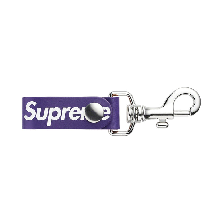 Supreme Purple Box Logo Leather Key Loop Keychain FW21