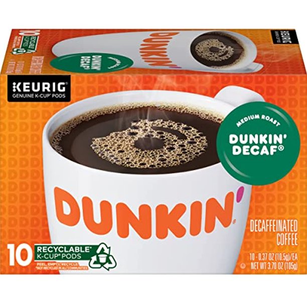 Dunkin’ Decaf Coffee, 10 pack K-Cup Pods