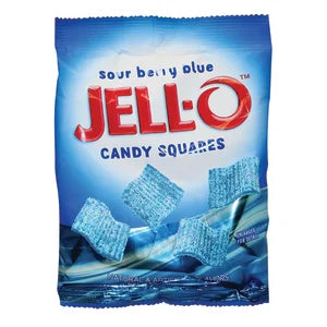 JELL-O SOUR BERRY BLUE CANDY SQUARES 4.5 OZ