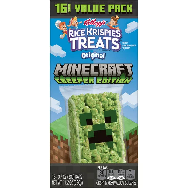 Rice Krispies Treats Minecraft Creeper Edition Original Marshmallow Snack Bars Singles