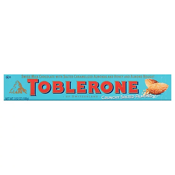 Toblerone Milk Chocolate Swiss Crunchy Salted Almond - 3.52 Oz